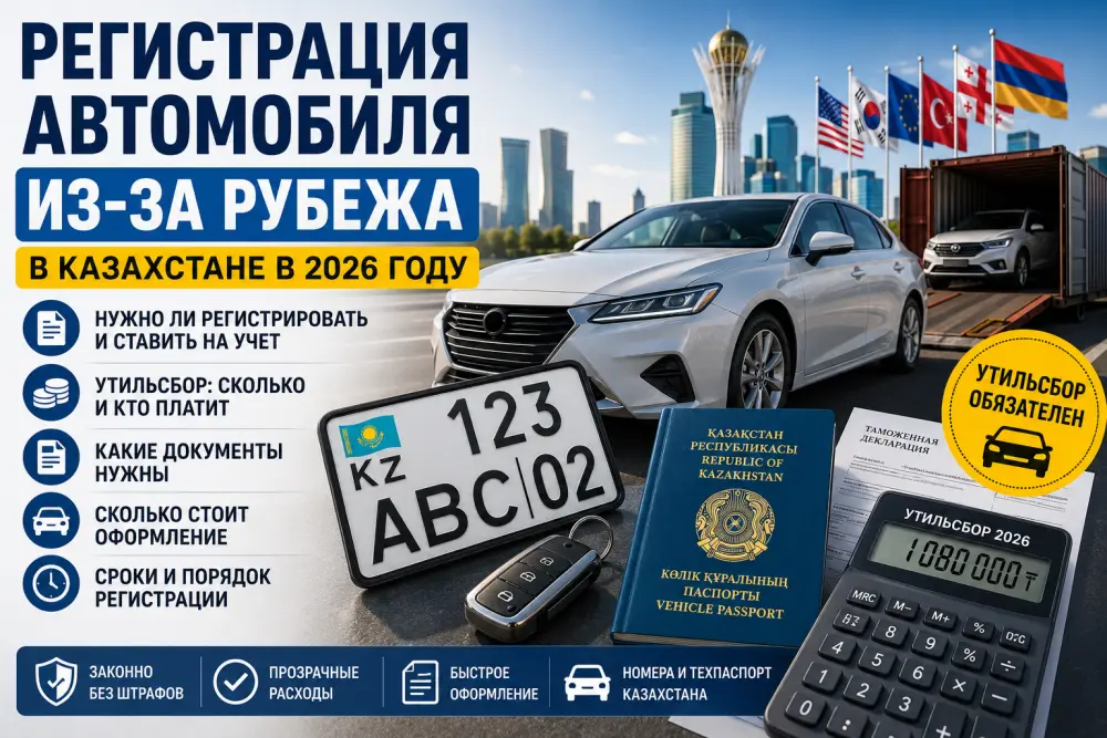 Регистрация автомобиля из-за рубежа в Казахстане в 2026 году: правила, утильсбор и стоимость оформления