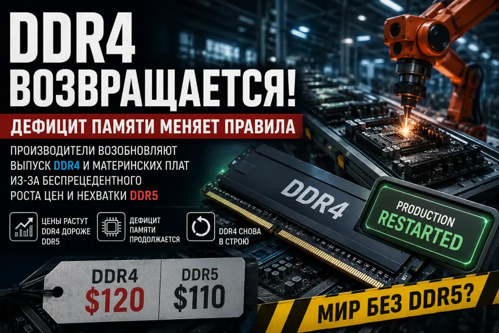 Индустрия ПК готовится к дефициту DDR5 и возвращает DDR4