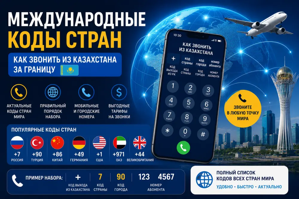 Международные коды стран: как звонить из Казахстана за границу