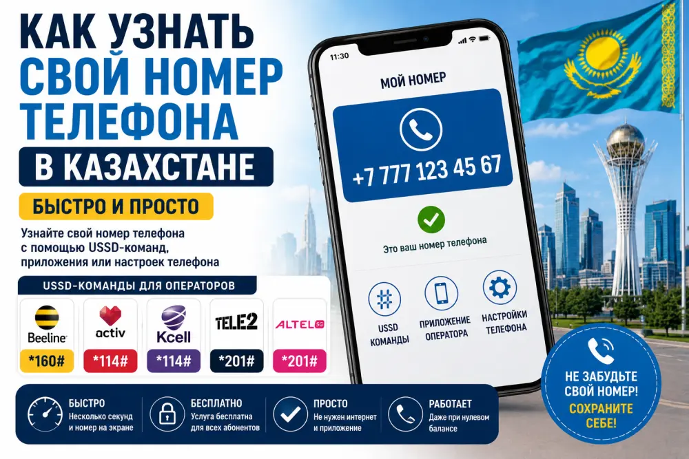 Как узнать свой номер телефона:Beeline, Activ, Kcell, Tele2 и Altel