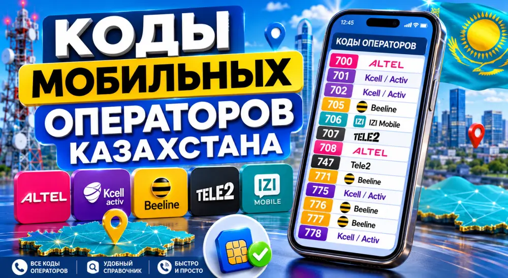 Коды мобильных операторов Казахстана