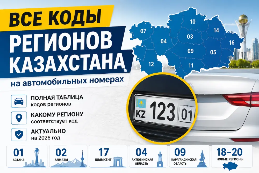 Коды регионов Казахстана на автомобильных номерах
